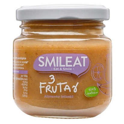 Smileat Potinho de Três Frutas 100% Ecológico 130g
